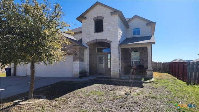 1906 Terry Dr, Copperas Cove, TX 76522 - french country home featuring stone siding, driveway, brick siding, and a garage