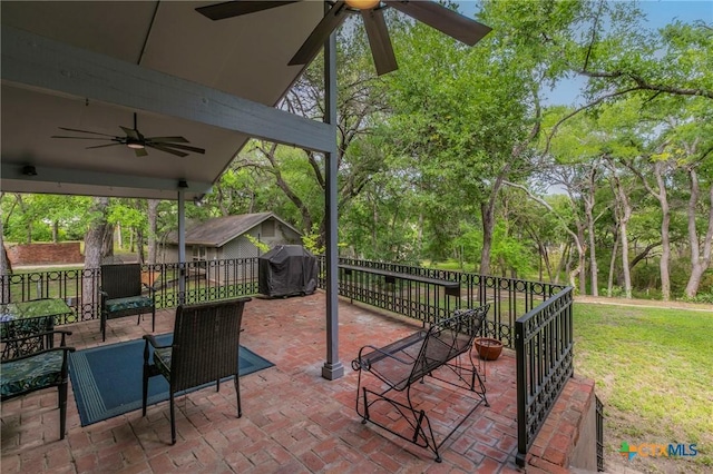 2518 Marlandwood Rd, Temple, TX 76502 - view of patio with a ceiling fan and area for grilling