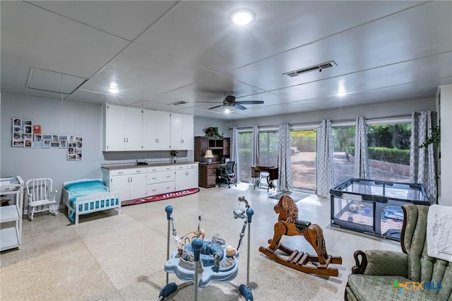 2518 Marlandwood Rd, Temple, TX 76502 - living room with visible vents, ceiling fan, and baseboards