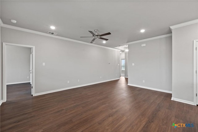 618 Seven Springs Dr, Temple, TX 76502 - spare room with ceiling fan with notable chandelier, dark wood finished floors, visible vents, recessed lighting, and baseboards