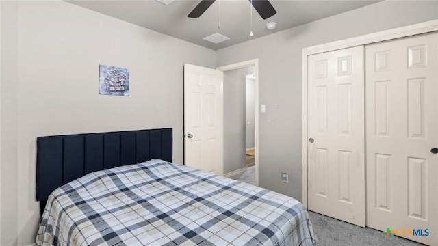 234 Wild Plum, San Marcos, TX 78666 - bedroom featuring carpet floors, a closet, and ceiling fan