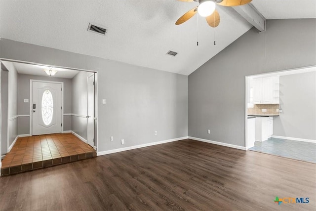 12103 Wycliff Ln, Austin, TX 78727 - entrance foyer with a ceiling fan and dark wood finished floors