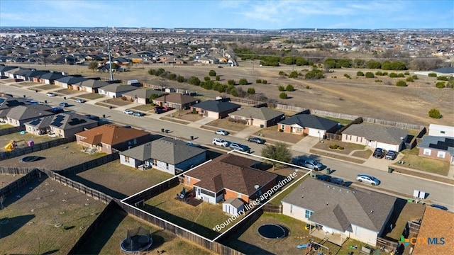 bird's eye view with a residential view