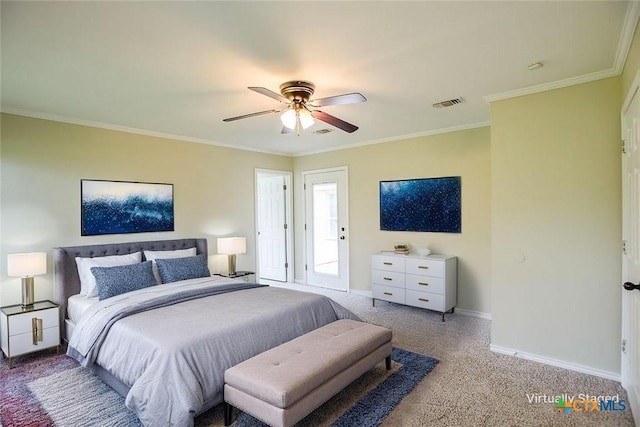4113 Fm 1670, Belton, TX 76513 - bedroom with carpet flooring, crown molding, and ceiling fan