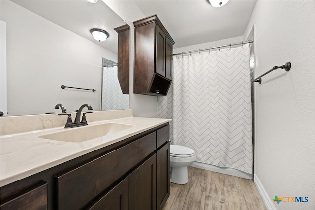 2416 Macdougal St, Nolanville, TX 76559 - full bath with vanity, toilet, wood finished floors, and a shower with curtain