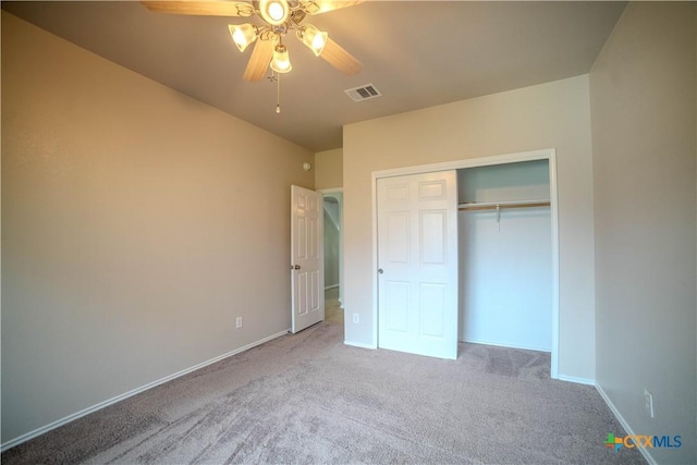 5414 Birmingham Cir, Killeen, TX 76542 - unfurnished bedroom featuring carpet flooring, a closet, baseboards, and ceiling fan