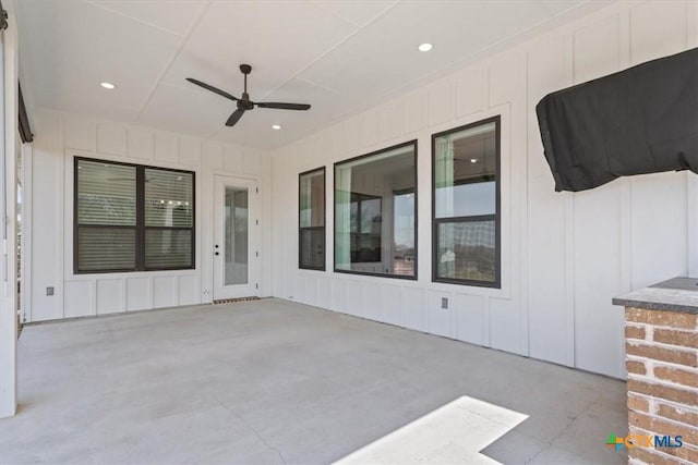 view of patio / terrace featuring a ceiling fan