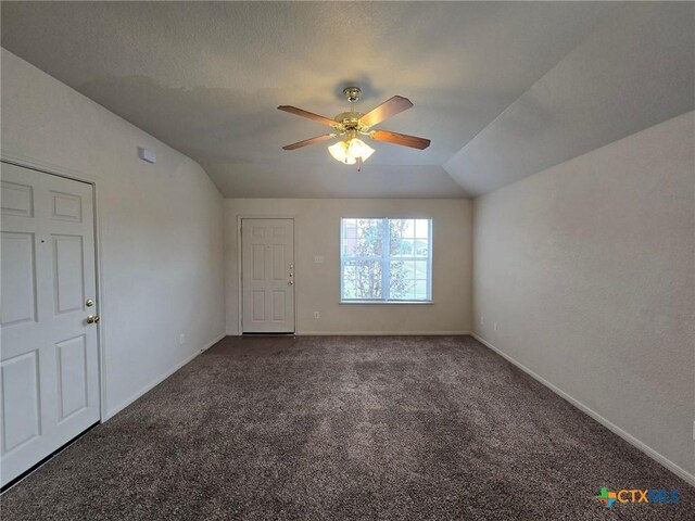 4101 Shasta, Copperas Cove, TX 76522 - unfurnished room featuring carpet floors, a ceiling fan, vaulted ceiling, and baseboards