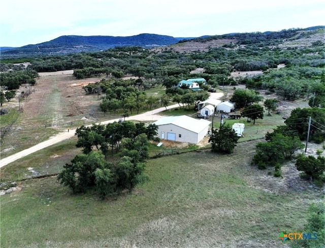 drone / aerial view with a mountain view