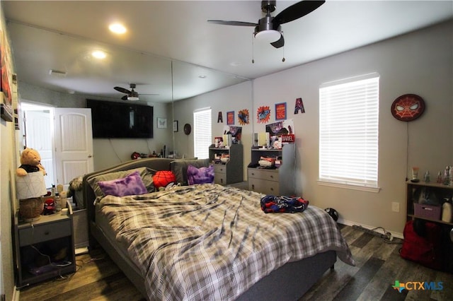 2711 Curtis Dr, Copperas Cove, TX 76522 - bedroom featuring wood finished floors, ceiling fan, and recessed lighting