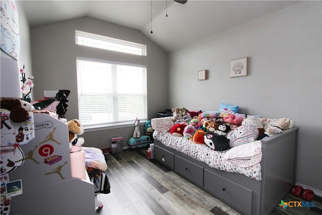 2711 Curtis Dr, Copperas Cove, TX 76522 - bedroom with lofted ceiling, wood finished floors, and a ceiling fan