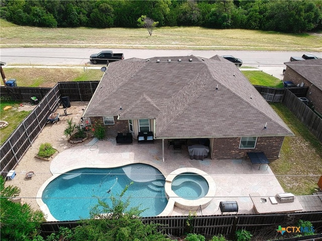 2711 Curtis Dr, Copperas Cove, TX 76522 - view of pool with a fenced backyard, a patio area, and a pool with connected hot tub