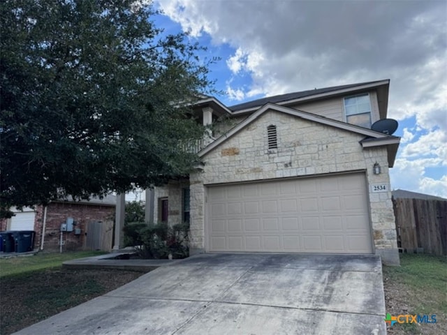 view of front of house with a garage