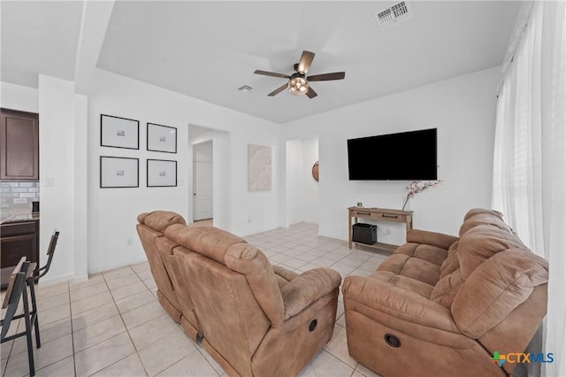 372 Poplin Ln, Troy, TX 76579 - living area featuring ceiling fan and light tile patterned floors