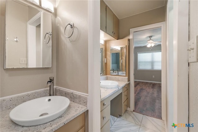 1223 N Sarah Dewitt Dr, Gonzales, TX 78629 - bathroom featuring vanity and a ceiling fan