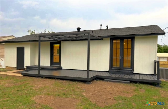 3104 Zephyr Rd, Killeen, TX 76543 - back of property featuring french doors, a deck, and a lawn