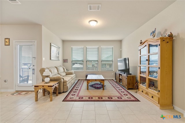 view of tiled living room