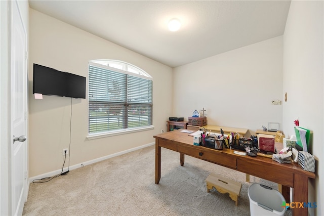 view of carpeted office space