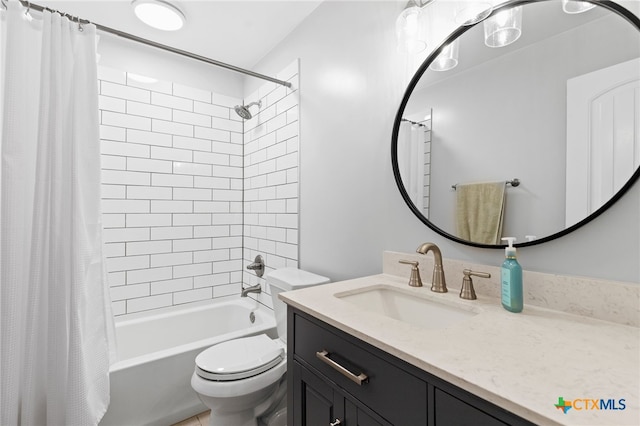151 Crest Circle Dr, San Marcos, TX 78666 - full bathroom with vanity, shower / bath combination with curtain, and toilet