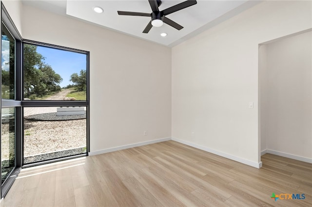 2637 Campestres, Spring Branch, TX 78070 - spare room with light wood-type flooring, recessed lighting, a ceiling fan, and baseboards