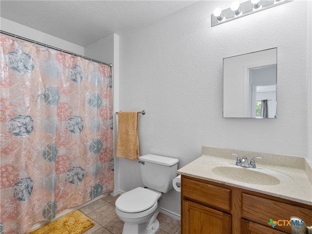 10619 Marshitahs Way, Austin, TX 78748 - bathroom featuring tile patterned floors, vanity, and a shower with curtain
