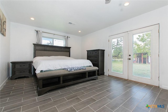 4417 S Pea Ridge Rd, Temple, TX 76502 - bedroom with french doors, access to outside, baseboards, and recessed lighting