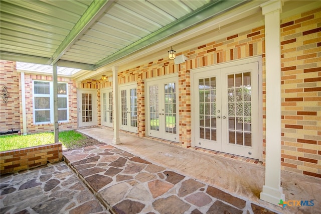 view of patio featuring french doors