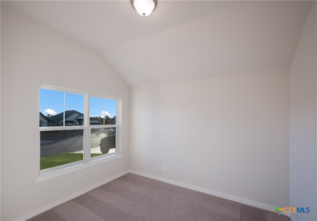 additional living space featuring carpet flooring and vaulted ceiling