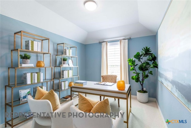 home office featuring carpet floors