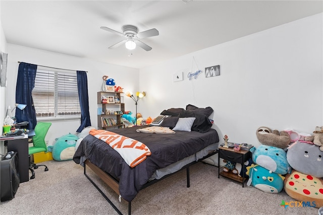 bedroom with carpet and ceiling fan