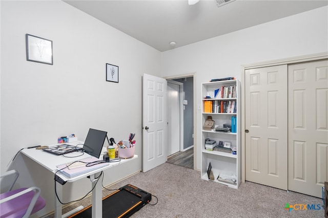 view of carpeted office space