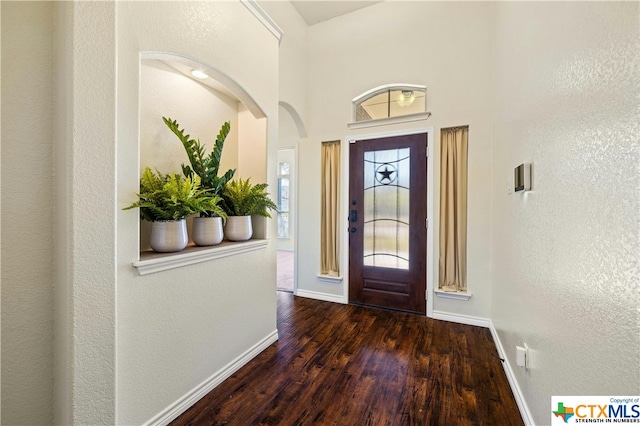 foyer entrance with dark hardwood / wood-style floors