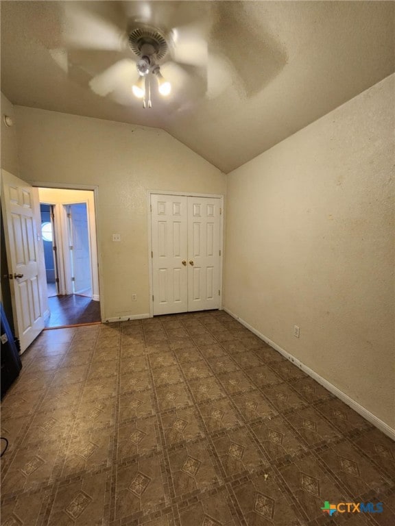 2006 Indian Camp Trl, Copperas Cove, TX 76522 - unfurnished bedroom featuring lofted ceiling, a closet, and a ceiling fan