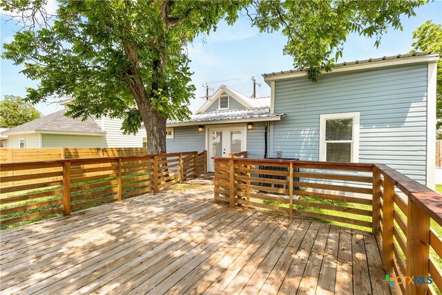 324 Idaho St, San Antonio, TX 78203 - wooden deck featuring french doors and fence