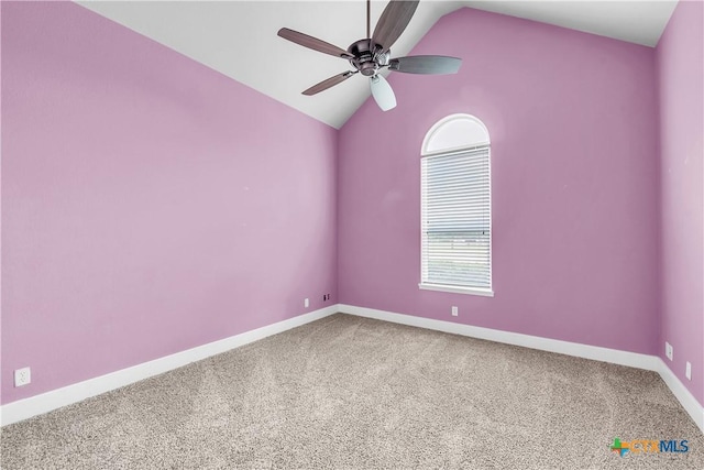 10479 Hartrick Bluff Rd, Temple, TX 76502 - carpeted spare room featuring lofted ceiling and ceiling fan