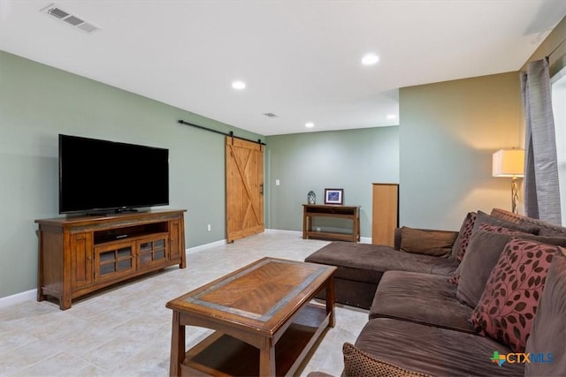 13242 Estate Trl, Belton, TX 76513 - living room with a barn door and recessed lighting