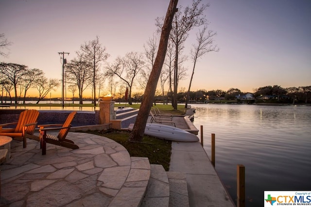 exterior space featuring a water view