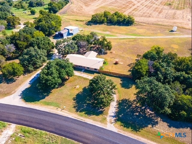 aerial view with a rural view