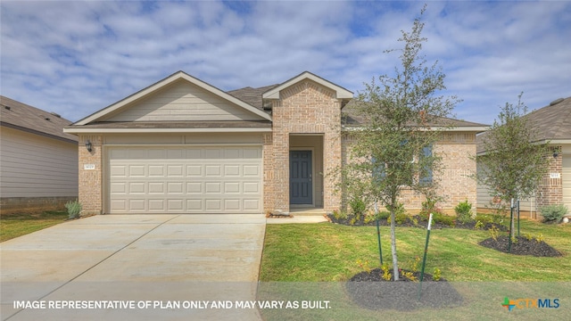 view of front facade featuring a garage and a front yard