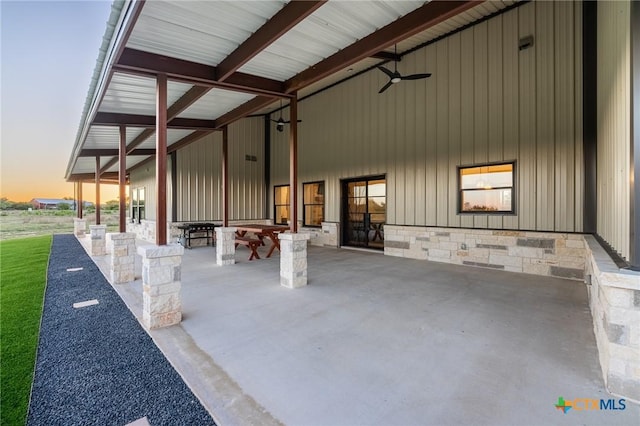 7817 W Fm 487, Florence, TX 76527 - patio terrace at dusk with ceiling fan