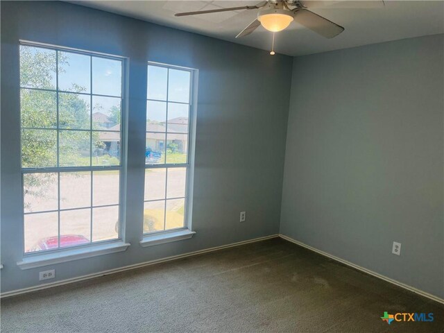 5408 Donegal Bay Ct, Killeen, TX 76549 - unfurnished room featuring a ceiling fan and dark colored carpet