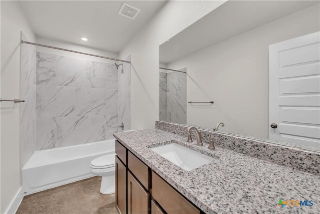 2402 Healy Dr, Temple, TX 76502 - bathroom featuring toilet, vanity, bathtub / shower combination, recessed lighting, and baseboards