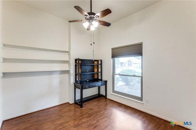 1812 Bowen Ave, Copperas Cove, TX 76522 - unfurnished dining area featuring wood finished floors, a ceiling fan, and baseboards