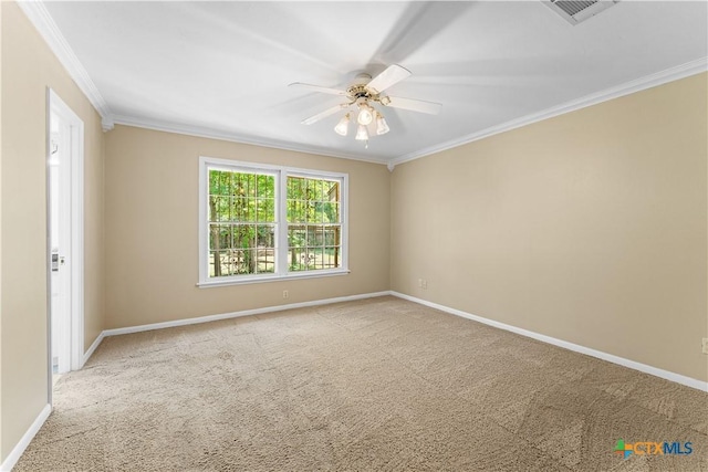 906 Illinois Ave, Killeen, TX 76541 - unfurnished room featuring crown molding, carpet flooring, a ceiling fan, and baseboards