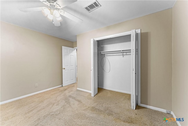 906 Illinois Ave, Killeen, TX 76541 - unfurnished bedroom with carpet floors, baseboards, a closet, and a ceiling fan