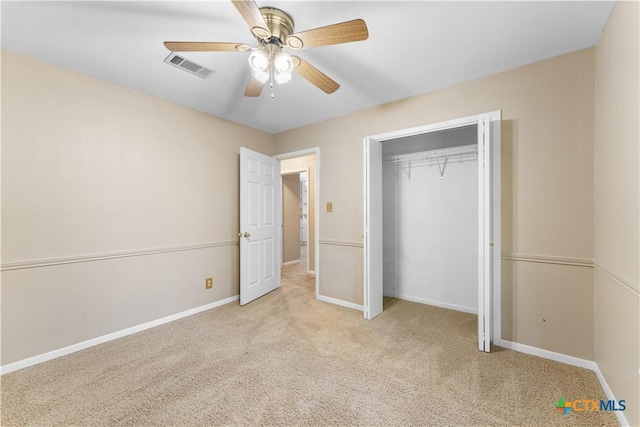906 Illinois Ave, Killeen, TX 76541 - unfurnished bedroom featuring baseboards, carpet floors, a closet, and a ceiling fan