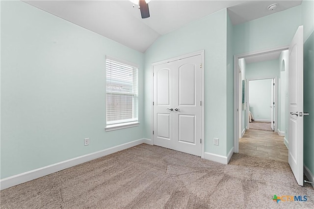 2655 Belle Hubbard Trl, Belton, TX 76513 - unfurnished bedroom with carpet floors, lofted ceiling, a closet, and a ceiling fan