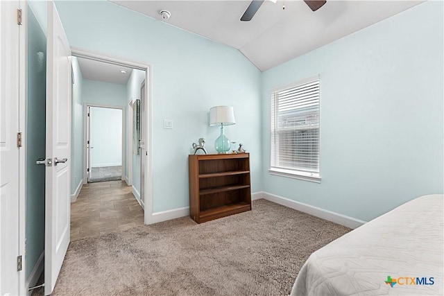 2655 Belle Hubbard Trl, Belton, TX 76513 - carpeted bedroom with lofted ceiling and ceiling fan