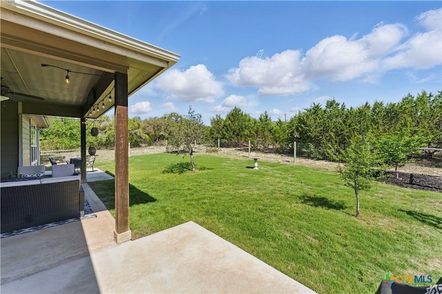 view of yard with a patio area and an outdoor hangout area