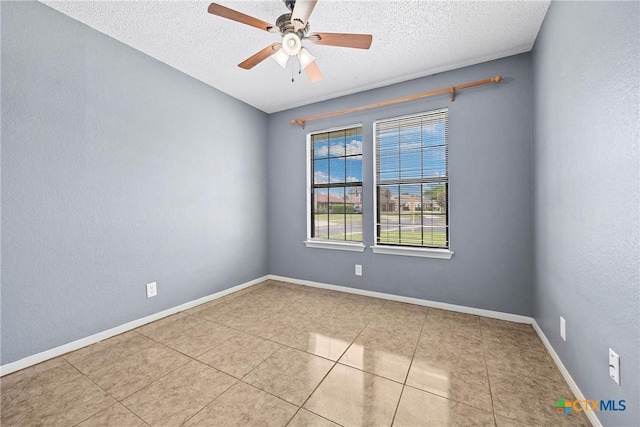 4818 Bramblewood Dr, Killeen, TX 76542 - tiled spare room featuring a textured ceiling and a ceiling fan